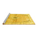 Sideview of Machine Washable Medallion Yellow Traditional Rug, wshtr4670yw