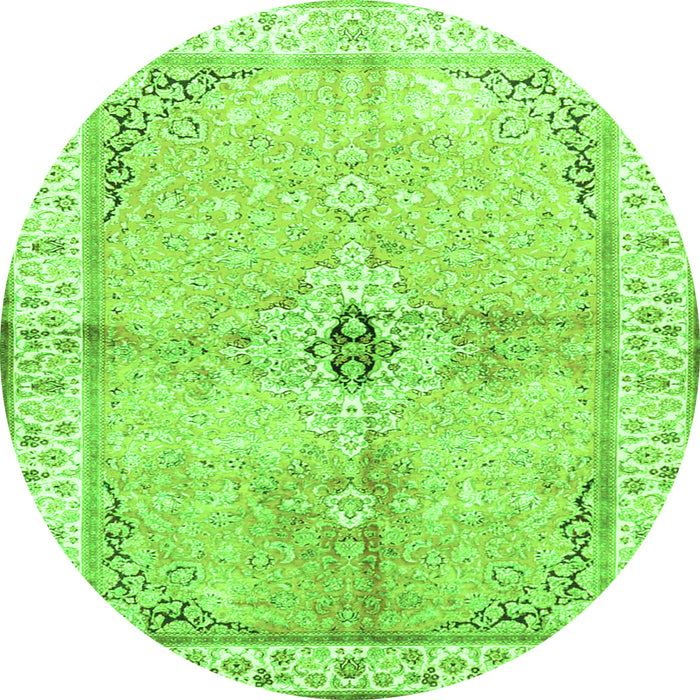 Square Medallion Green Traditional Rug, tr4670grn