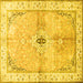 Square Medallion Yellow Traditional Rug, tr4670yw