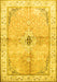 Machine Washable Medallion Yellow Traditional Rug, wshtr4670yw