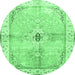 Round Medallion Emerald Green Traditional Rug, tr4670emgrn