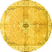 Round Medallion Yellow Traditional Rug, tr4670yw