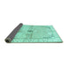 Sideview of Medallion Turquoise Traditional Rug, tr4670turq