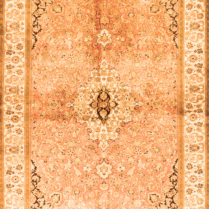 Serging Thickness of Machine Washable Medallion Orange Traditional Area Rugs, wshtr4670org