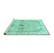 Sideview of Machine Washable Medallion Turquoise Traditional Area Rugs, wshtr4670turq