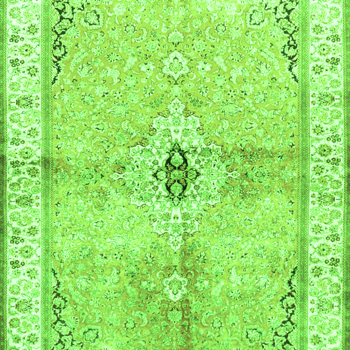 Serging Thickness of Machine Washable Medallion Green Traditional Area Rugs, wshtr4670grn