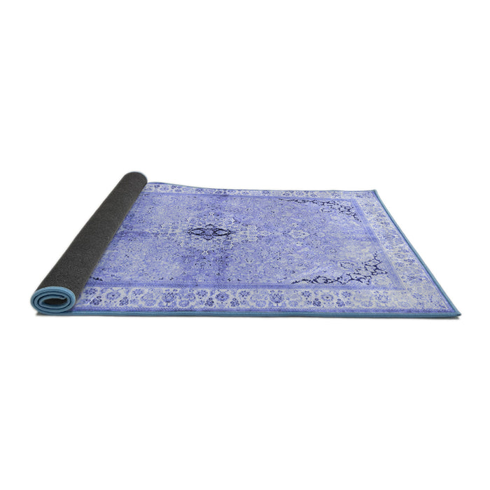 Sideview of Medallion Blue Traditional Rug, tr4670blu
