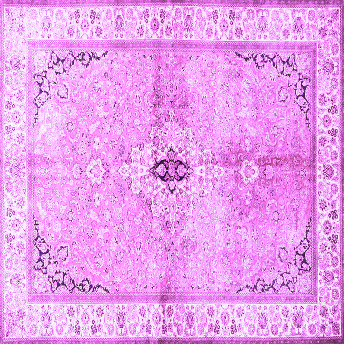 Square Machine Washable Medallion Purple Traditional Area Rugs, wshtr4670pur