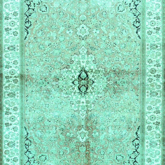 Machine Washable Medallion Turquoise Traditional Area Rugs, wshtr4670turq