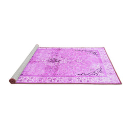 Sideview of Machine Washable Medallion Purple Traditional Area Rugs, wshtr4670pur