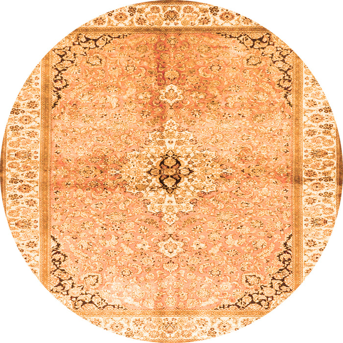 Machine Washable Medallion Orange Traditional Area Rugs, wshtr4670org