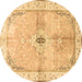 Round Medallion Brown Traditional Rug, tr4670brn