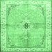 Square Medallion Emerald Green Traditional Rug, tr4670emgrn