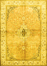 Medallion Yellow Traditional Rug, tr4670yw