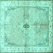 Square Medallion Turquoise Traditional Rug, tr4670turq