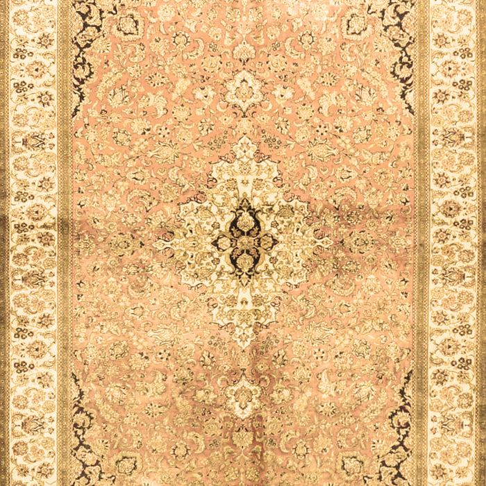 Machine Washable Medallion Brown Traditional Rug, wshtr4670brn