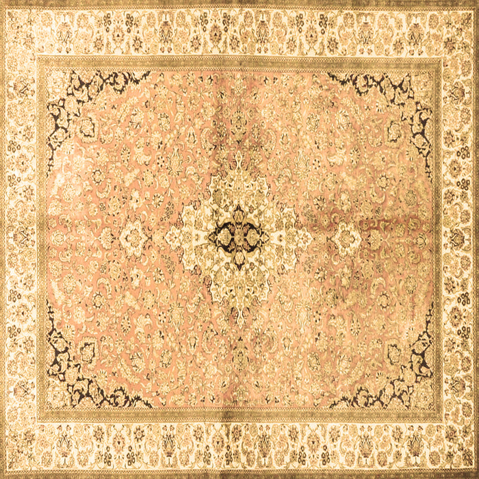 Square Machine Washable Medallion Brown Traditional Rug, wshtr4670brn