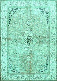 Medallion Turquoise Traditional Rug, tr4670turq