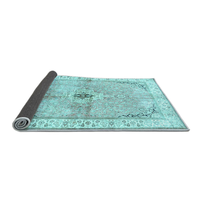 Sideview of Medallion Light Blue Traditional Rug, tr4670lblu
