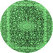 Round Medallion Emerald Green Traditional Rug, tr4671emgrn