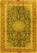 Machine Washable Medallion Yellow Traditional Rug, wshtr4671yw