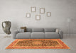 Machine Washable Medallion Orange Traditional Area Rugs in a Living Room, wshtr4671org