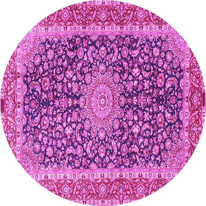 Round Medallion Pink Traditional Rug, tr4671pnk