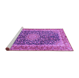 Sideview of Machine Washable Medallion Purple Traditional Area Rugs, wshtr4671pur