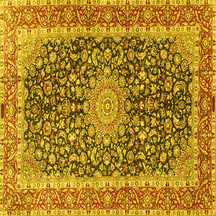 Square Medallion Yellow Traditional Rug, tr4671yw