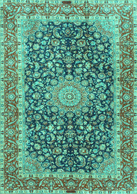 Medallion Turquoise Traditional Rug, tr4671turq