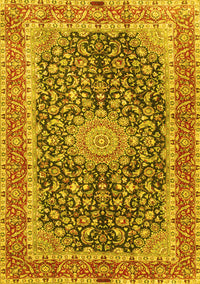 Medallion Yellow Traditional Rug, tr4671yw