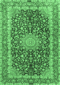 Medallion Emerald Green Traditional Rug, tr4671emgrn