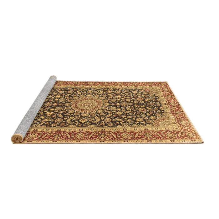 Sideview of Machine Washable Medallion Brown Traditional Rug, wshtr4671brn