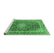 Sideview of Machine Washable Medallion Emerald Green Traditional Area Rugs, wshtr4671emgrn