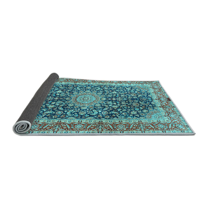 Sideview of Medallion Light Blue Traditional Rug, tr4671lblu