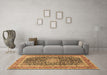 Machine Washable Medallion Brown Traditional Rug in a Living Room,, wshtr4671brn