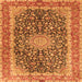 Round Machine Washable Medallion Orange Traditional Area Rugs, wshtr4671org