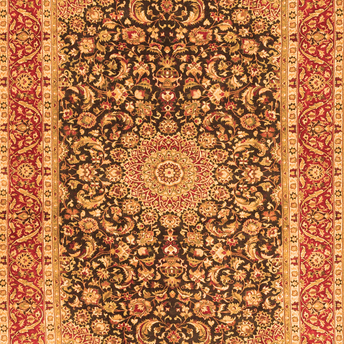 Serging Thickness of Machine Washable Medallion Orange Traditional Area Rugs, wshtr4671org
