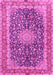 Machine Washable Medallion Pink Traditional Rug, wshtr4671pnk