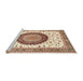 Sideview of Machine Washable Traditional Khaki Gold Rug, wshtr4672