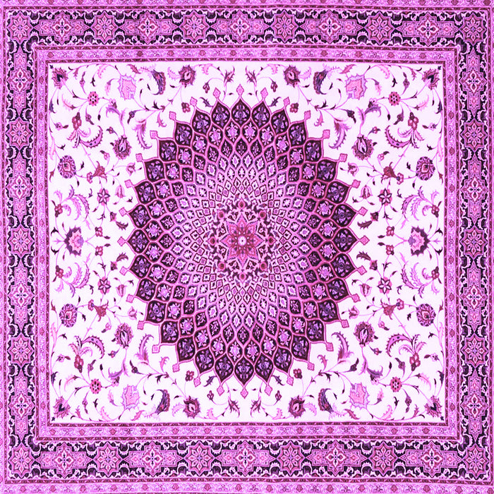 Square Machine Washable Medallion Purple Traditional Area Rugs, wshtr4672pur