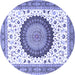Round Medallion Blue Traditional Rug, tr4672blu