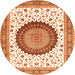 Machine Washable Medallion Orange Traditional Area Rugs, wshtr4672org