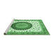 Sideview of Machine Washable Medallion Emerald Green Traditional Area Rugs, wshtr4672emgrn