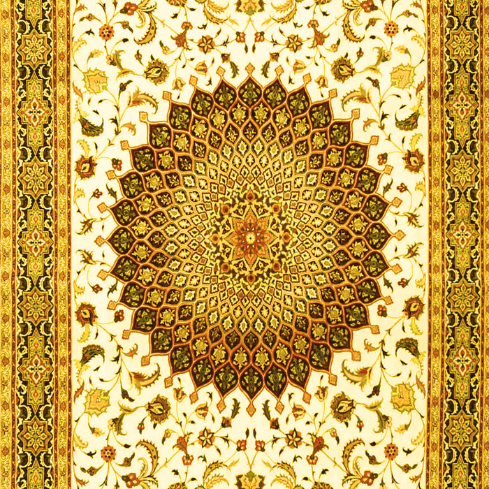 Medallion Yellow Traditional Rug, tr4672yw