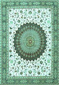 Medallion Turquoise Traditional Rug, tr4672turq