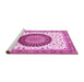 Sideview of Machine Washable Medallion Pink Traditional Rug, wshtr4672pnk