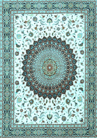 Medallion Light Blue Traditional Rug, tr4672lblu