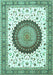 Machine Washable Medallion Turquoise Traditional Area Rugs, wshtr4672turq