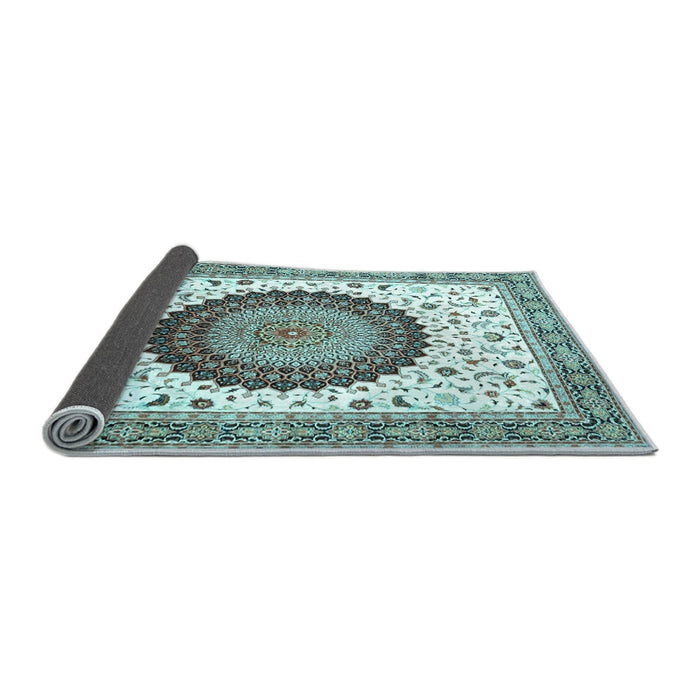 Sideview of Medallion Light Blue Traditional Rug, tr4672lblu